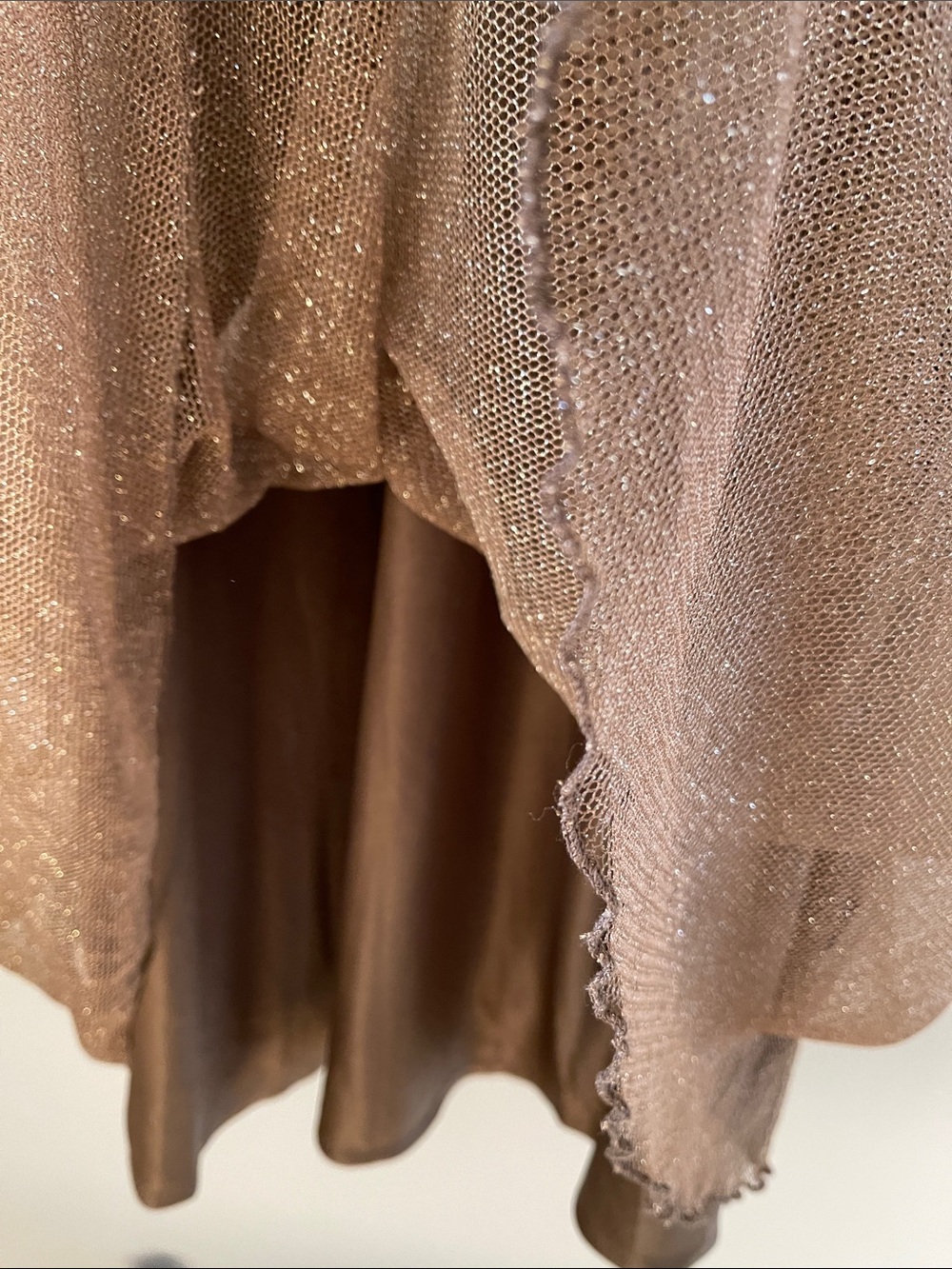 Y2K Brown Shimmer Lurex Metallic A-Line Dress - Picture 7 of 14